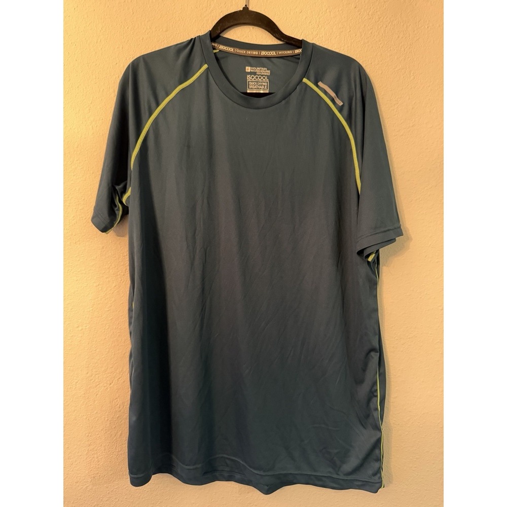Mountain Warehouse Men's IsoCool Tee Blue With Lime Green Stitching Size XL
